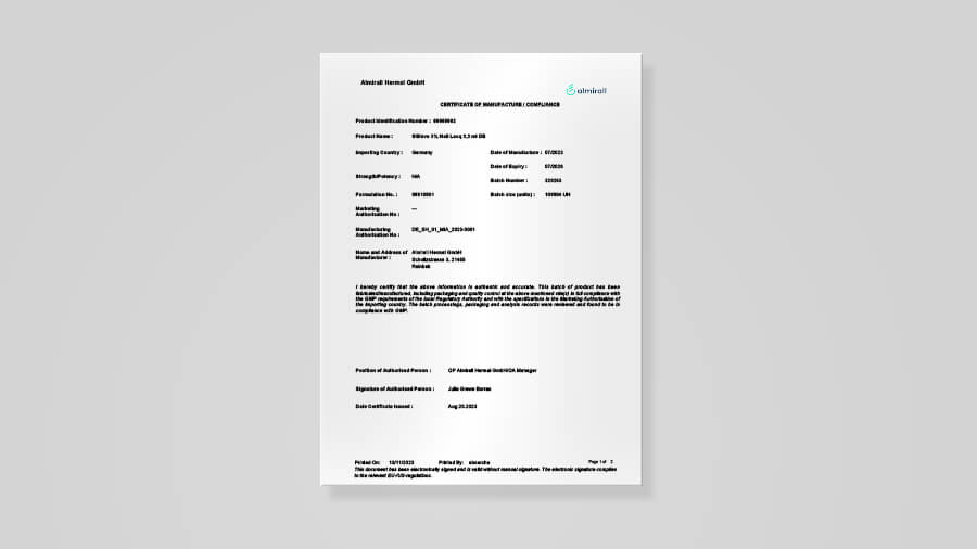 Sililevo Nagellack 33ml Analysenzertifikat 60006002 329263